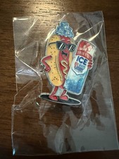 Smirnoff Ice Red White & Berry Hot Dog Character Enamel Lapel Pinback Pin picture