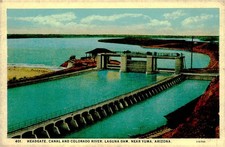 Vintage Yuma AZ Laguna Dam Headgate Canal Colorado River Harry Herz Postcard picture