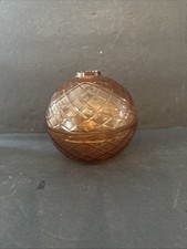 Rare Mount Vernon Indiana Glass Fairy Lamp Vintage Amber Diamond Pattern picture
