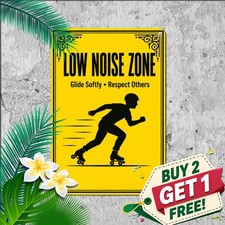 Skater Silhouette Quiet Area Ice Rink Safety Warning Sign Metal Tin Plaque picture