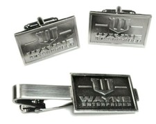 Wayne Enterprises Batman Bruce DC Comics Tie Bar Clip Cufflink Cuff Links Set picture