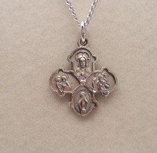 Vintage Hayward 925 Sterling Silver 4Way Catholic Cross Medal Necklace 15