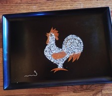 Vintage Couroc of Monterey Black Inlaid Resin California USA picture