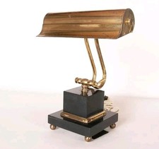 Banker's Lamp Executive Desk Brass Gold Metal Marble Piano Light Banker picture