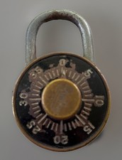 Dudley Brass Combination Padlock Lock Triple Metals Corp Chicago 1736163 Vintage picture