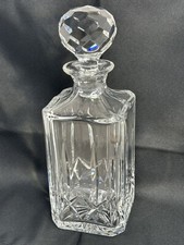 Vintage Atlantis Crystal Square Whiskey Decanter Miguel Faceted Stopper -Signed- picture