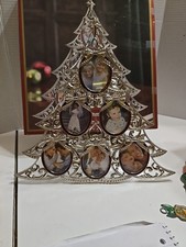 Vintage GORHAM SILVER- TONE COLLAGE Christmas Tree Photo Frame- 12