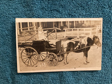 RPPC Little Girl Riding Horse & Wagon Possible Carlty Fraley 1914 Named on Back picture