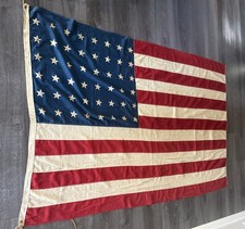 48 Star Flag Sewn Cloth Brass Rings 44” x 67” ~ No Tears picture
