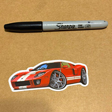 Orange Ford GT Style Sports Car Vinyl Decal Sticker w/ Racing Stripes - 4 in picture