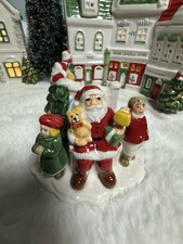 Spode Christmas Village Santa on Bench with Children Ceramic Figurine Vignette picture