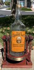 Vintage Old Grand-Dad 1 Gallon Bourbon Bottle Wooden Cradle Stand Empty 1960s picture
