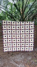⁠Vintage Handmade Americana Quilt Wall Hanging 51x58 Patriotic Stars Primitive picture