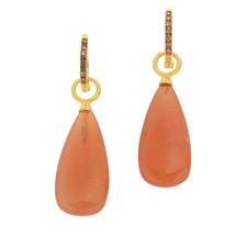 Rarities Sterling Silver Goldclad Diamond-Accented Peach Moonstone Drop Earrings picture