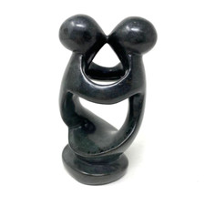 Carved Gray Soapstone Kissing Couple Contemporary picture