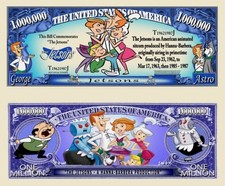 25 Pack The Jetsons Cartoon Money Collectible Novelty 1 Million Dollar Bills picture