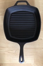 Lodge USA Cast Iron Skillet Fry Pan Ridged Grill Bottom Square 10 Inch 8SGP picture