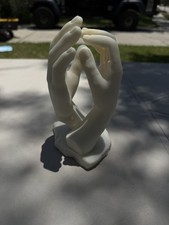 White Resin Abstract Hands Sculpture Figurine on Base, 1 Pack picture