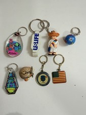 Vintage Keychain Lot of 8 Travel Souvenir Barbados Puerto Rico US Flag VFW picture