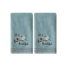 SKL Home by Saturday Knight Ltd Life Is Beautiful 2 Pc Hand Towel Set Aqua picture