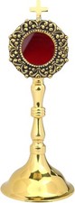 High Polished Brass Mini Reliquary for Church or Personal Display 7.75 In picture
