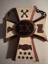 Vintage 1953 Sigma Chi wooden Cross Plaque Zeta Psi Univ Of Cincinnati, Fletcher picture