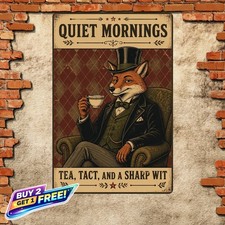Gentleman Fox Top Hat Vintage Illustration Metal Plaque picture