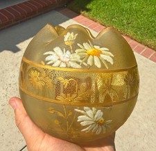 Antique Mont Joye Enamel Flower Acid Etched Art Glass Vase picture