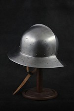 Medieval Hammered 18 Gauge Steel Blackened Kettle Helmet Halloween picture