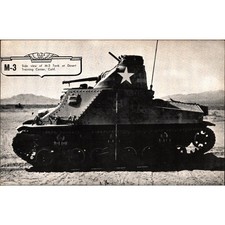 rare M-3 Side View of M-3 Tank at Desert Lithograph WWII Era Army USA picture