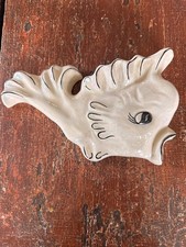 Vintage Hanning Fish Wall Pocket Planter Iridescent Ceramic Kitsch MCM 8.5” picture