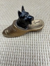 vintage heavy gold shoe souvenir black SCOTTIE SCOTTY GOOD MORNING New York picture