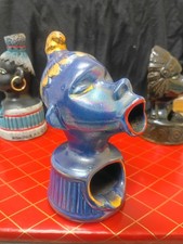 1960s ~ Mega Rare Cobalt Blue Version African Zulu Woman Ceramic Barsony Ashtray picture