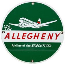 VINTAGE ALLEGHENY AIRLINES PORCELAIN SIGN AIRPORT AVIATION GAS OIL EXECUTIVES picture