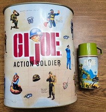 Vintage G.I. Joe Lot 1967 Metal Thermos Hassenfeld & 1997 Metal Trash Can Hasbro picture