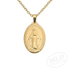 Gold Miraculous Medal Necklace – Stainless Steel Catholic Pendant 18