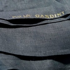 Vintage GANDINI Italy Pure Linen Fabric Black 3 Yds 50