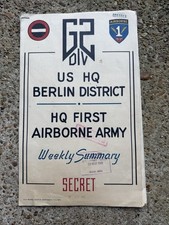 RARE WW2 Airborne 1st Army Secret Document Berlin Intelligence Summary Occupied picture