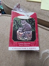 CURIOUS RACCOONS~3RD IN THE MAJESTIC WILDERNESS SERIES~1999 HALLMARK ORNAMENT picture
