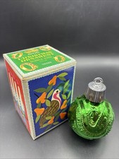 Avon New, Green Christmas Ornament Bottle With Original Box Full Bubble Bath picture