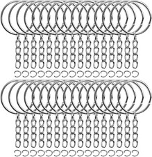 50PCS Bulk Keychains Set, Split Keychains Rings with Chain 1 Inch, Key Rings, picture