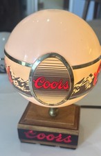Vintage Adolph Coors Table Lamp Mountains Gray White Globe Scrolling COORS picture