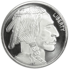 1 Troy oz Buffalo .999 Fine SiIver Round picture