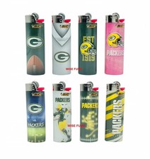 NEW 8pc LARGE size green bay packers NFL football bic lighters LIMITED EDITION picture