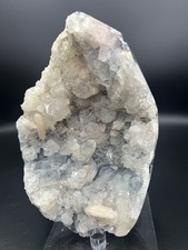 4.5 Lb Big Unique Natural Apophyllite,Stilbite,&Druzy Blue Chalcedony +Stand picture