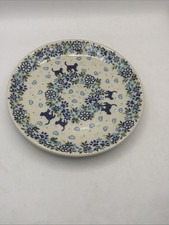 Vena Unikat Polish Pottery Salad Plate Cats Hearts  7.5