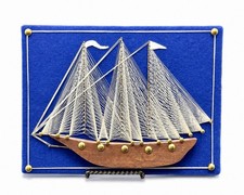 Vintage 1977 String Art Sailboat Nautical Wall Art Signed Daniel R Gibb picture