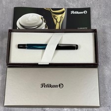 Mint Pelikan M205 Petrol-Marbled Fountain Pen Limited Color Fine F Germany picture