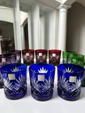 Fifth Avenue Crystal Ltd “Pineapple Cut” Multi Colored Glass Set of 12. NEW picture