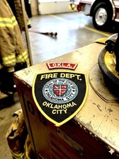 Vintage Oklahoma City Fire Department Patch & Rocker Tab Set picture